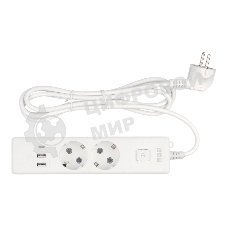 Бытовой удлинитель PowerCube, 2 р с/з вык.,3USB, 3500 Вт, 16А, 1.9 м, 3x1,0 (белый) PC-4-2M