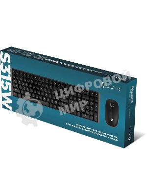 Комплект клавиатура+мышь Oklick S315W беспроводной, USB, 1600 DPI, чёрный