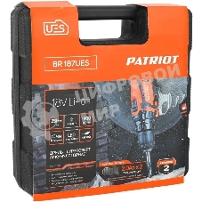 Дрель-шуруповерт Patriot BR 187UES, 18 В, 2 Ач, 25 Нм, щеточный