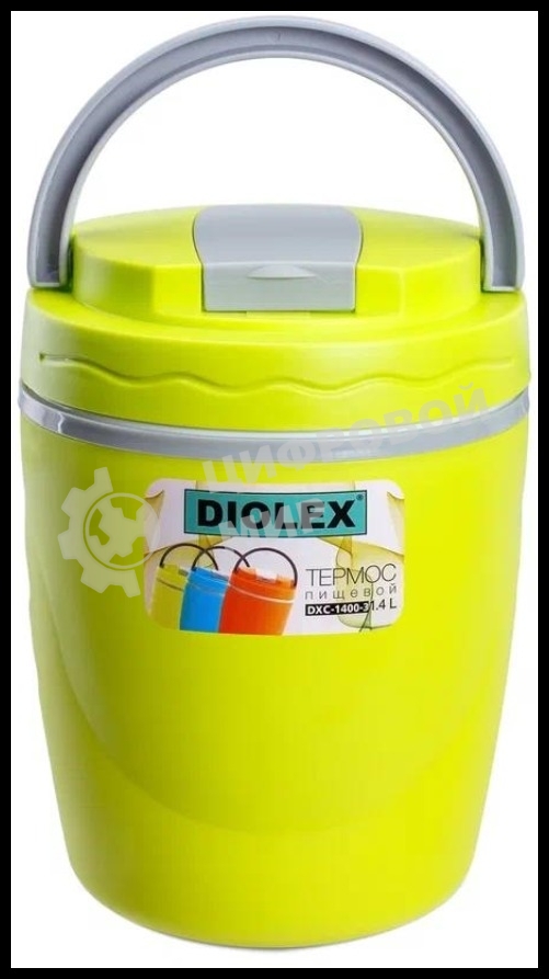 Термос Diolex DXC-1400-3-YE 1400 мл, желтый, пищевой пластик с колбой из нерж. стали