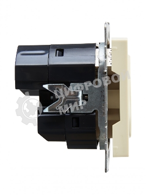 Розетка 1-местная IEK BRITE РЮш10-1-БрКр 16А, с USB A+A 2.1А, с заземлением с защитными шторками, бежевый