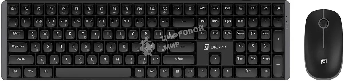 Комплект клавиатура+мышь Oklick S315W беспроводной, USB, 1600 DPI, чёрный