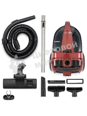 Пылесос Hyundai HYV-C2645 красный/черный, 380/2200 Вт, уборка сухая, пылесборник контейнер 3,5 л