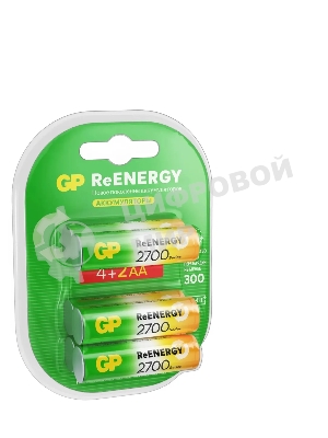 Аккумулятор GP 270AAHC4/2RGY-2CRCB6 AA NiMH 2700mAh (6шт) блистер