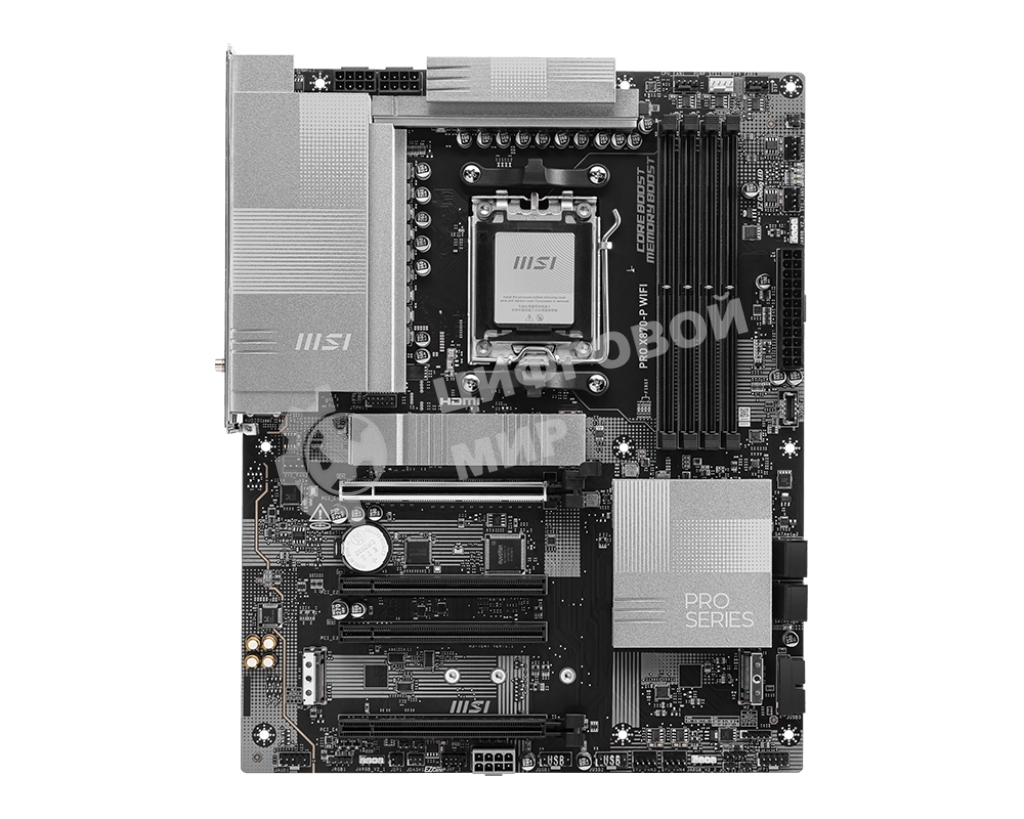 Материнская плата MSI PRO X870-P WIFI, AM5, AMD X870, 4xDDR5, 4xSATA, 3xM.2, 1xPCI-E 5.0 x16, 1xPCI-E 4.0 x16, 2xPCI-E 3.0 x1, 1xHDMI, 1xUSB-C, 1xRJ45 5Gb, 2xUSB-A 3.2 Gen 1, 2xUSB-A 3.2 Gen 2, 4xUSB-A 2.0, 1xUSB-C 3.2 Gen 2x2, 1xUSB4, 3x3.5мм, 7.1, ATX