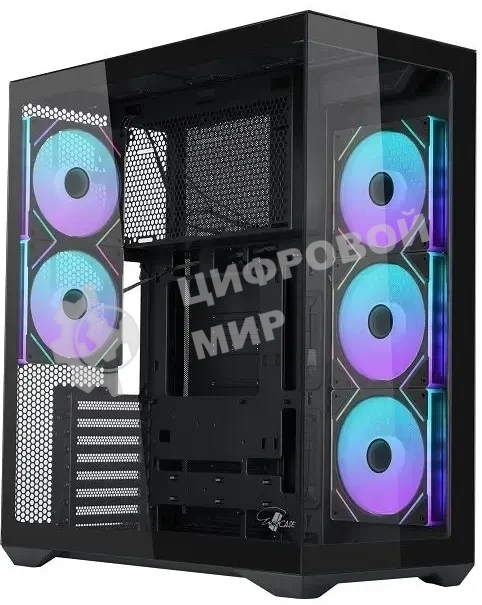 Корпус ATX Eurocase M4801 black, без БП, закаленное стекло 2 стороны