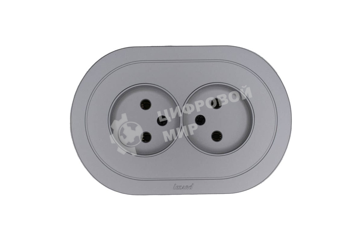 Розетка 2-м LEZARD СП OSEN без заземл. ПБТ, круглая, механизм, серый матовый 744-7400-128B