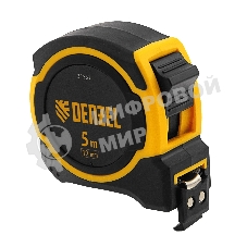 Рулетка Denzel 5м х 19мм, двухкомп. корпус, магнитный обрезиненный зацеп