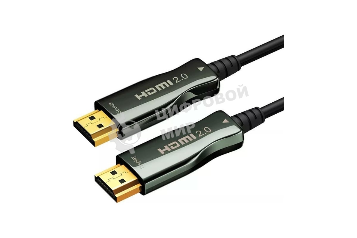 Кабель HDMI Wize AOC-HM-HM-15M оптический, 15 м, 4K/60HZ 4:4:4, v.2.0, ARC, 19M/19M, HDCP 2.2, Ethernet, черный, коробка