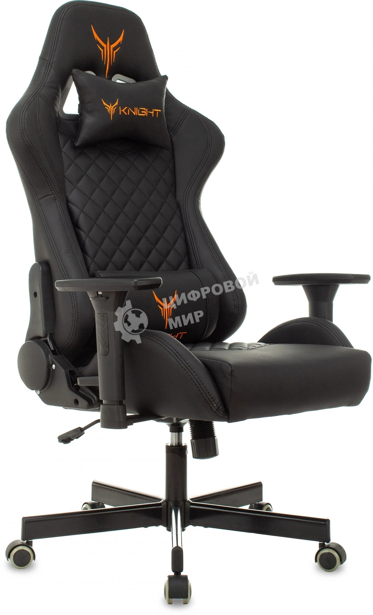 Кресло Knight ARMOR черный, экокожа, 120 кг, механизм качания