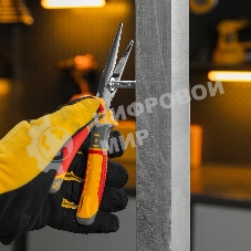 Длинногубцы прямые Denzel диэлектрические рукоятки до 1000 В, трехкомпонентные рукоятки, 205 мм