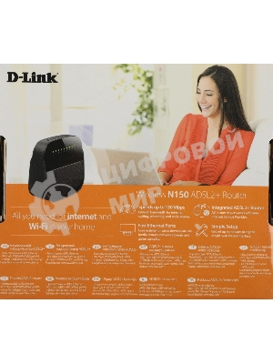 Роутер беспроводной D-Link DSL-2640U/R1A ADSL2+ черный (Annex A)