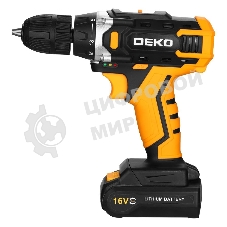 Дрель-шуруповерт Deko Sharker 16V, 16 В, 1,5 Ач, 32 Нм, щеточный