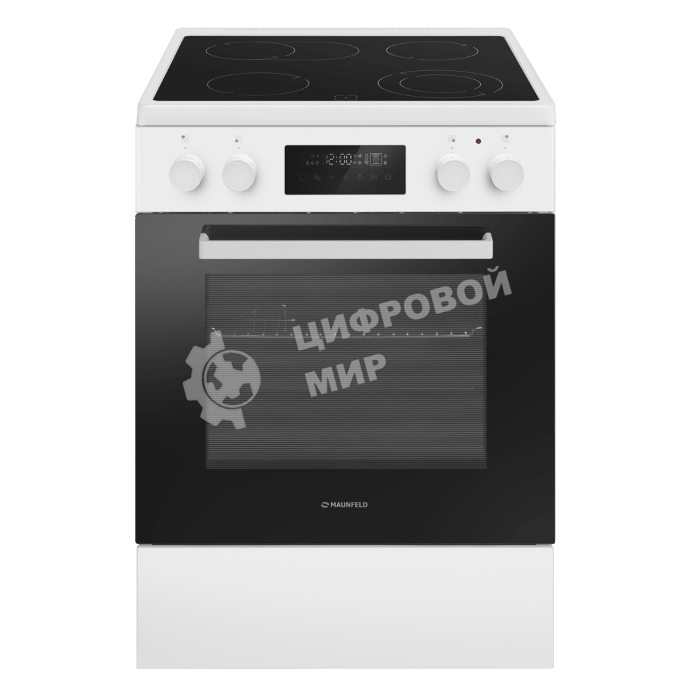 Плита электрическая Maunfeld MEC611CW09TD белый, конфорок 4 шт, духовка 59 л, 60 см x 85 см x 63 см