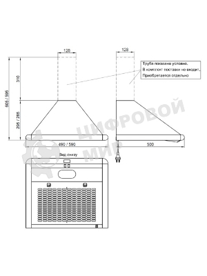 Вытяжка каминная Elikor Сатурн 50П-180-В1Л белый, 49 см, 180 куб. м/ч, 48 дБ