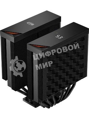 Кулер для процессора PCCooler RT620 Digital BK (250W, 4-pin PWM, LED temp., 157mm, 6x6mm, 2x120мм, 73.32CFM, 34.9dBA, 2200RPM, S: 1851/1700/1200/115X, AM5/AM4, черный)