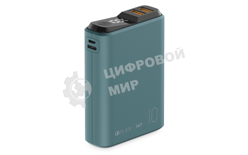 Портативный аккумулятор OLMIO QS-10, 10000mAh, 22.5W QuickCharge3.0/PowerDelivery, LCD, темно-зеленый