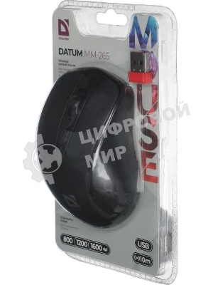 Мышь беспроводная Defender Datum MM-265 черный, 1600 dpi, радиоканал, USB, кнопки - 4