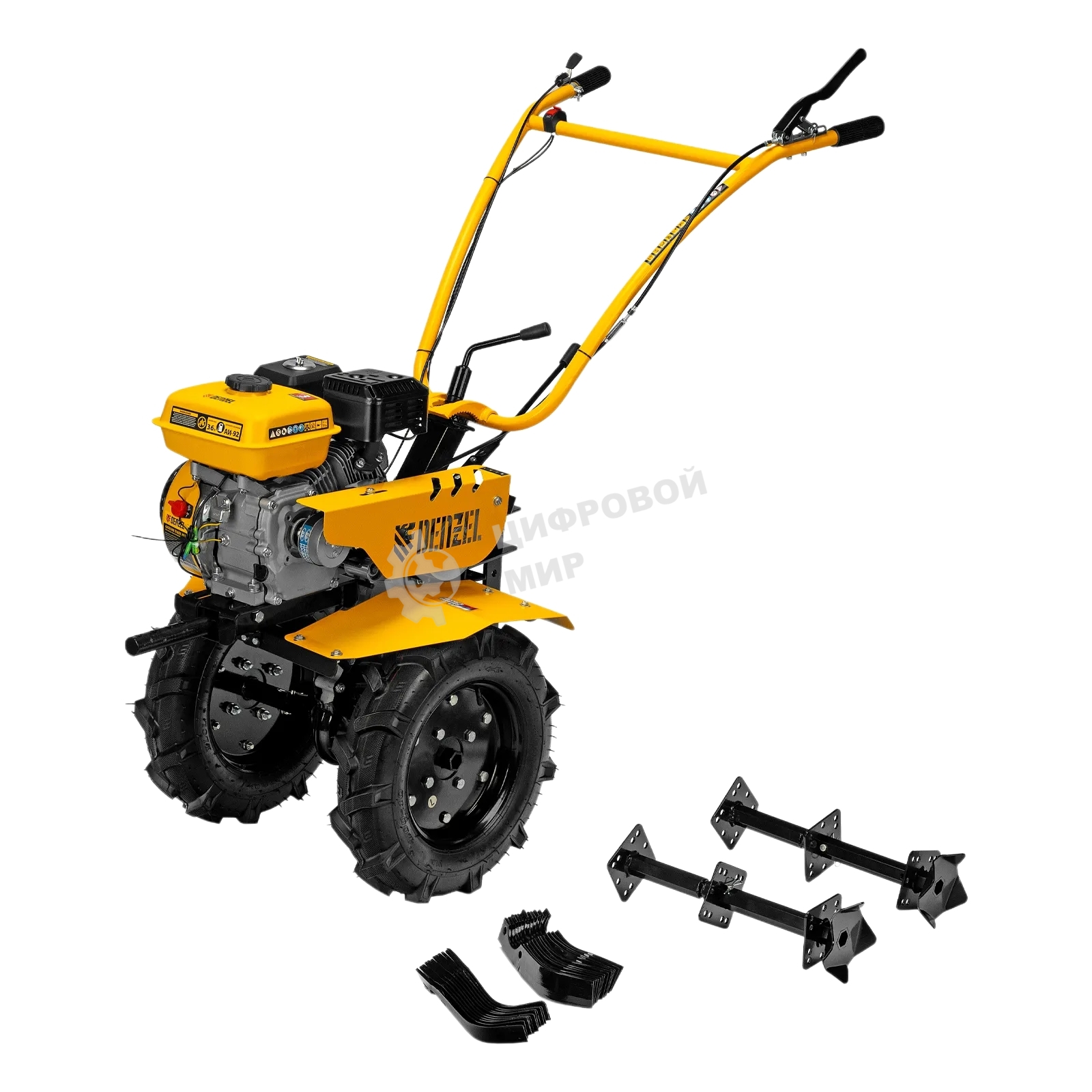 Мотоблок Denzel DPT-170S, 7 л.с., ремен.сцеп, фрез 3х4, ШОМ, передачи 2В/1Н