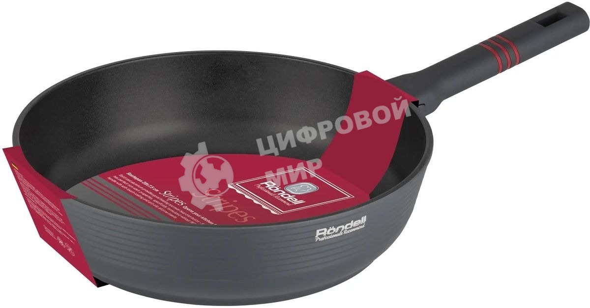 Сотейник Rondell Stripes RDA-1617 d=28 см, (без крышки) серый