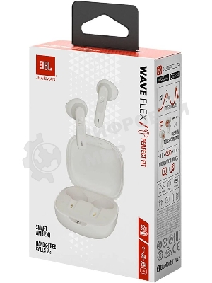 Наушники TWS JBL Wave Flex белый, вкладыши, Bluetooth, до 8 ч