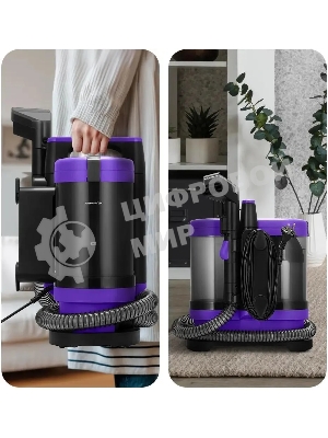 Пылесос моющий Kitfort КТ-5213 черный/фиолетовый, 450 Вт, уборка влажная, пылесборник контейнер 1.3 л