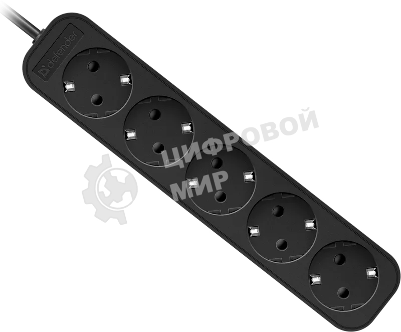 Удлинитель Defender с заземлением M518 1.8 м, 5 розеток, черный