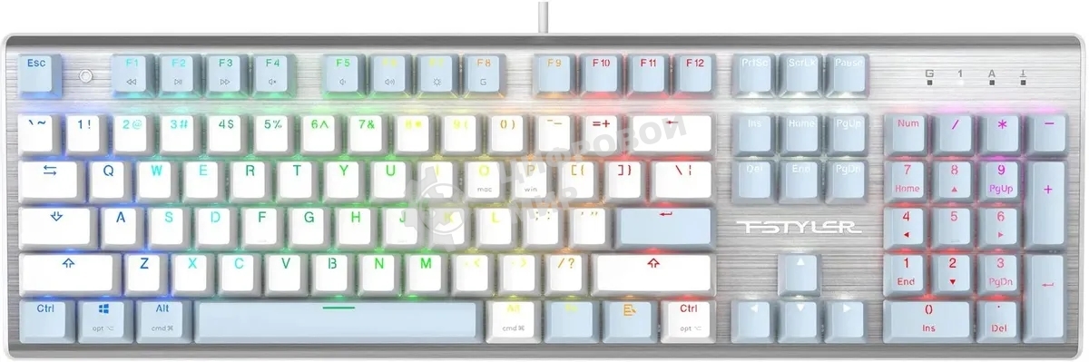 Клавиатура проводная A4Tech Fstyler FS100 Neon, USB, синий/белый