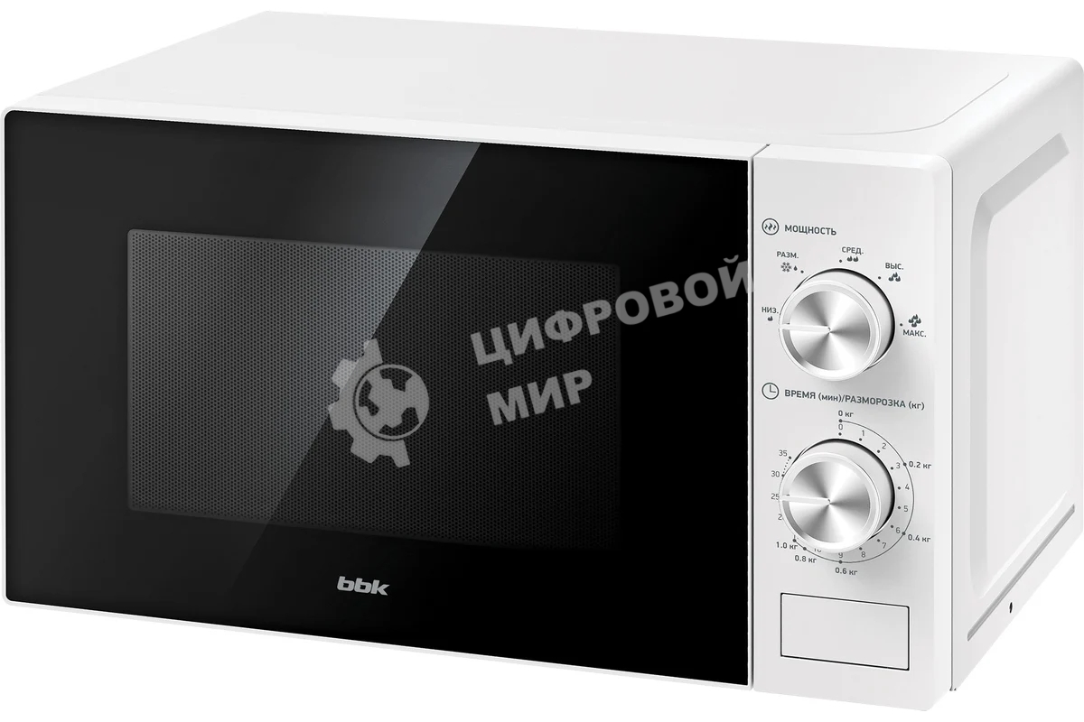 Микроволновая печь BBK 20MWS-763M/W белый, 20 л, 700 Вт, переключатели - поворотный механизм
