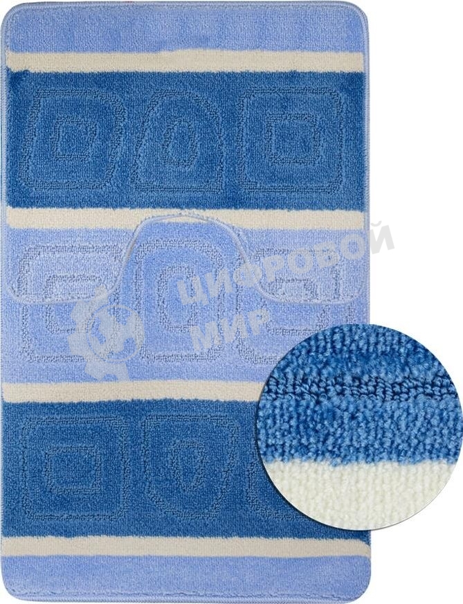 Коврик в ванную двойной САНАКС SILVER ГОЛУБОЙ 60х100+50х60 см 100% полиэстер