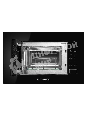 Встраиваемая микроволновая печь Kuppersberg HMW 620 B, объем 20 л, мощность 700 Вт, поворотный стол, High-Tech, 9 автоматических программ, гриль, сенсорное управление, черный