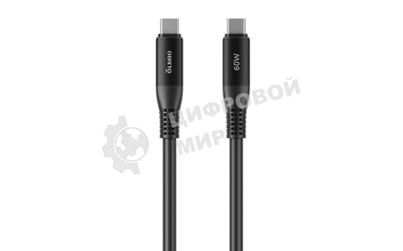 Кабель OLMIO SHIELD, Type-C - Type-C, 60W 3A, 1.2м, черный