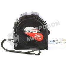 Рулетка Matrix, 7,5 м х 25 мм, обрезиненный корпус, черный