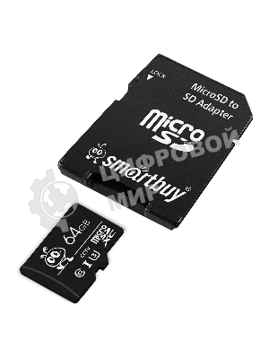 Флеш карта Smartbuy (SB64GbSDCCTV) micro SDXC 064Gb cl10 U3 V30 + адаптер
