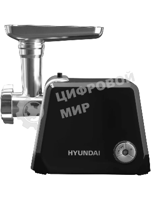 Мясорубка электрическая Hyundai HY-MG4422 черный/серебристый, 1200 Вт, 2.4 кг/мин, реверс, защита от перегрузки, металлический лоток, насадки - 9