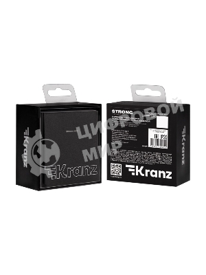 Выключатель Kranz STRONG 1 кл проходной (переключатель) с подсветкой 10А с/у антрацит
