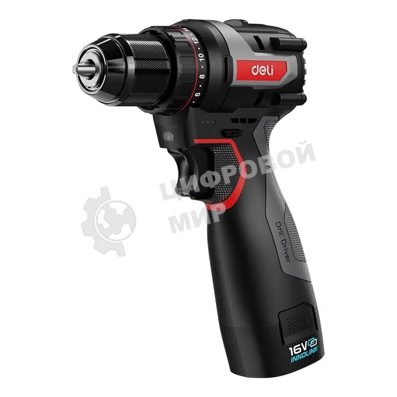 Дрель-шуруповерт Deli DE-DZ16-1D2, 16 В, 2 Ач, 45 Нм, бесщеточный