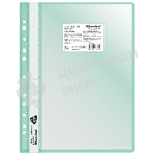 Папка-скоросшиватель Silwerhof 255123-04 A4, прозрачный верхний лист, 30 вкладышей, боковая перфорация, полипропилен зеленый