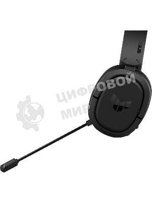 Гарнитура ASUS TUF Gaming H1 Wireless чёрный, беспроводная + проводная, USB/USB-C, до 15 ч, виртуальный 7.1, шумоподавление микрофона