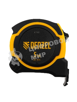 Рулетка Denzel 5м х 25мм, двухкомп. корпус, магнитный обрезиненный зацеп