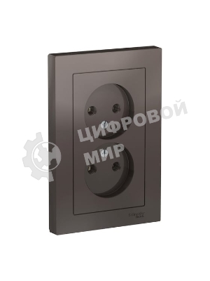Розетка 2-м AtlasDesign без заземл. 16А в сборе мокко SchE ATN000620