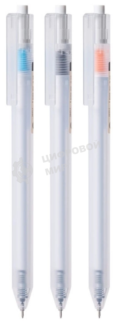 Ручка гелевая автоматическая Deli EG115-BK прозрачный/ассорти, d=0.38мм, черные чернила, игловидный пишущий наконечник