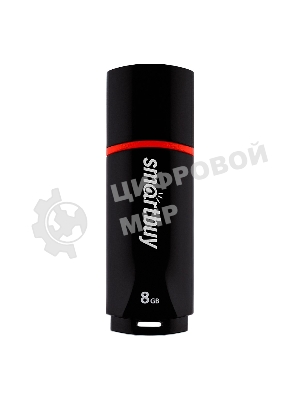 Флешка USB Smartbuy Crown black (SB8GbCRW-K), 8 Gb, USB 2.0, R/W 15/5, черный/красный