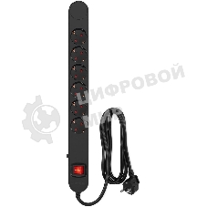 Сетевой фильтр Ippon NF-EU-1.8-10 1.8 м, 6 розеток, черный, коробка