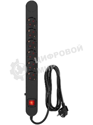 Сетевой фильтр Ippon NF-EU-1.8-10 1.8 м, 6 розеток, черный, коробка