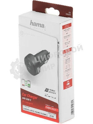 Автомобильное зарядное устройство Hama H-210569 1.67A+3A+2.22A PD универсальное черный
