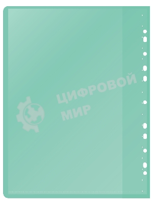 Папка-скоросшиватель Silwerhof 255123-04 A4, прозрачный верхний лист, 30 вкладышей, боковая перфорация, полипропилен зеленый