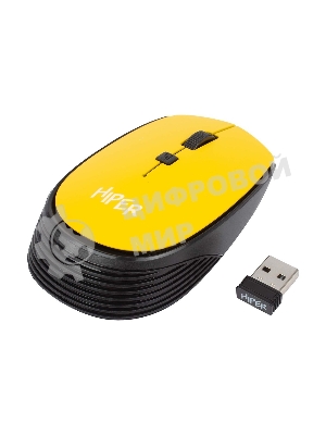 Мышь беспроводная HIPER HOMW-085 желтый, 1600 dpi, радиоканал, USB, кнопки - 4