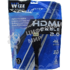 Кабель HDMI C-HM-HM-7.5M Wize, 7.5 м, v.2.0, 19M/19M, позол.разъемы, экран, черный, пакет