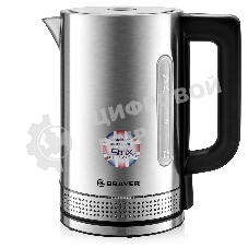 Чайник электрический BRAYER BR1060 2200 Вт, 1.7 л, стальной/черный